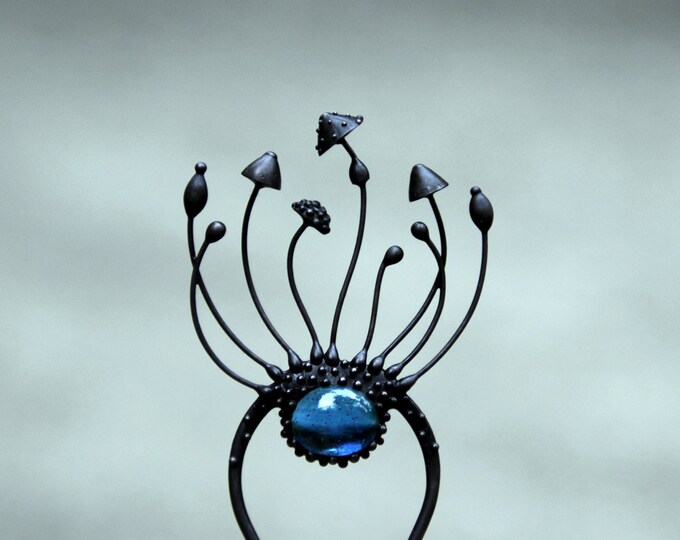 Stained Glass Mushroom Hairpin: Copper Cottagecore Fairy Hair Accessory