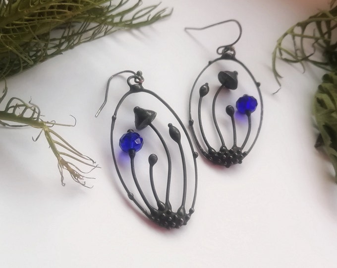 Hippie earrings, mushroom jewelry, mushroom earrings, boho earrings, psytrance, witch jewelry, forest earrings, magic mushroom, psychedelic