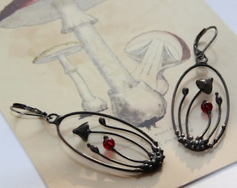 Mushroom Earrings: Handmade Copper & Pewter Psychedelic Jewelry