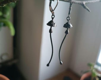 Amanita Mushroom Earrings: Handmade Silver Forest Witch Jewelry