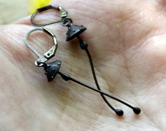Amanita Toadstool Earrings: Copper Fly Agaric, Woodland Witch Jewelry