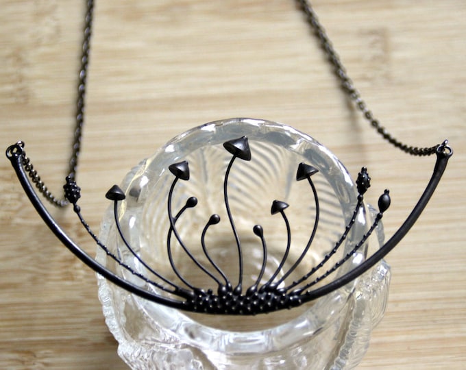Psychedelic mushrooms necklace, forest core magic jewelry, witch pendant unique Gift for Her, tiffany style wild nature handmade jewelry.