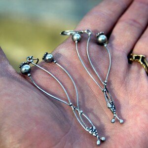 Metal flower poppy hippie forest witch earrings silver color, unsual boho jewelry, magic fairy earrings, copper poppy jewelry