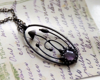 Handcrafted Mushroom Pendant, Amethyst, Boho Hippie Necklace