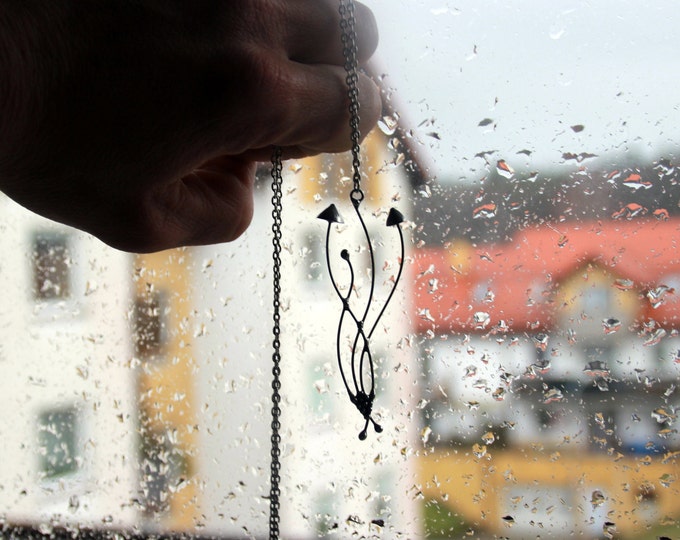 Silver Magic Mushroom Necklace: Floral Boho Charm Pendant