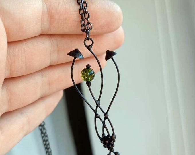 Witchcraft boho hippie magic mushrooms small forest pendant inspired by nature, aesthetic fungi necklace, weird mushrooms necklace.