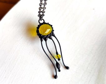 Stained Glass Ocean Pendant Necklace, Weird Ocean Art Jewelry