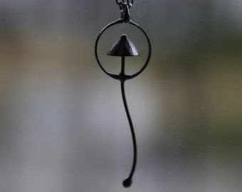 Forest jewelry magic mushroom pendant for him, botanical fungi necklace unique woodland gift for her, weird handmade psychedelic clothes.