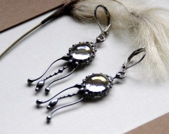 Stained glass Art nouveau Jellyfish earrings, ocean creatures earrings, unique hand made gift inspired by ocean, boho octopus earrings.
