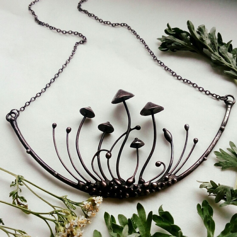 Psychedelic Mushrooms Necklace, Witch Necklace, Boho, Tiffany, Mushroom