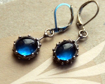 Stained Glass Earrings: Minimalist Blue Boho Jewelry