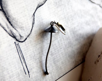 Handcrafted Psychedelic Mushroom Mono Earring: Copper Cottagecore Jewelry