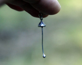 Handmade Metal Toadstool Earring: Silver Amanita Muscaria, Forest Style