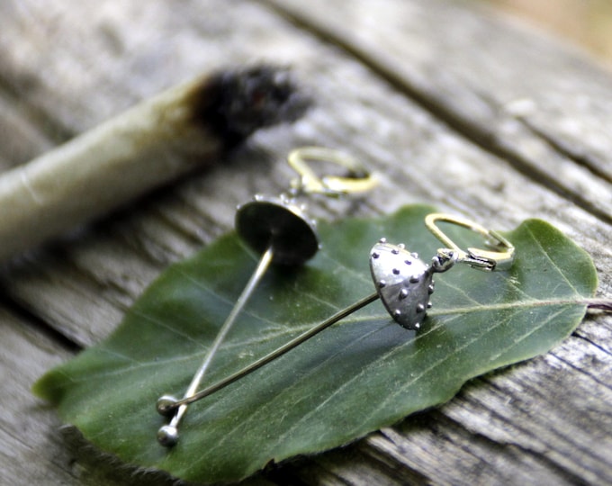 Copper Toadstool Mushroom Earrings: Handmade Fairy Forest Jewelry