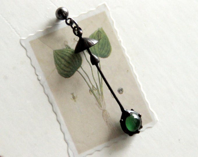 Handcrafted woodland magic mushroom mono earring, inspired by wild forest toadstool fungi one earring, witchcraft aesthetic.