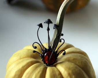 Stained Glass Mushroom Brooch: Art Nouveau Amanita, Botanical Jewelry