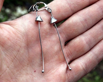 Handmade silver metal magic mushrooms earrings, witchstyle earrings, foreststyle earrings, fungi earrings, witch jewelry, fungi earrings