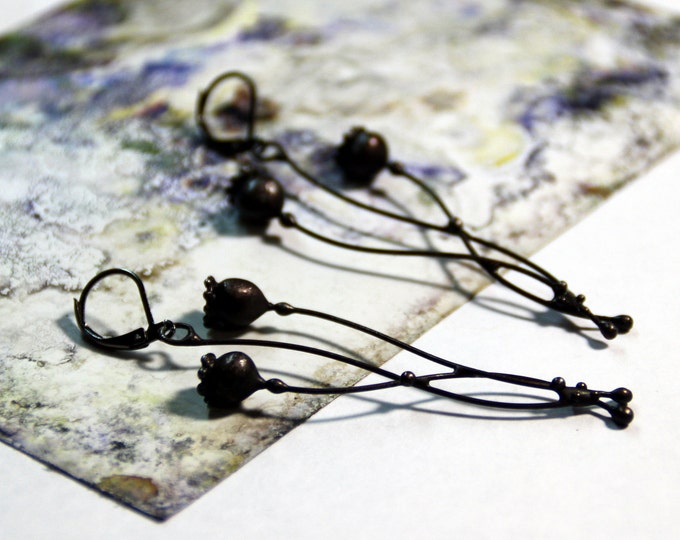 Poppy earrings, boho earrings, poppies earrings, hippie earrings, poppy, forest jewelry, ethnic jewelry, witch jewelry, witch earrings