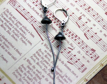 Silver Mushroom Earrings: Handmade Forest Witch Jewelry