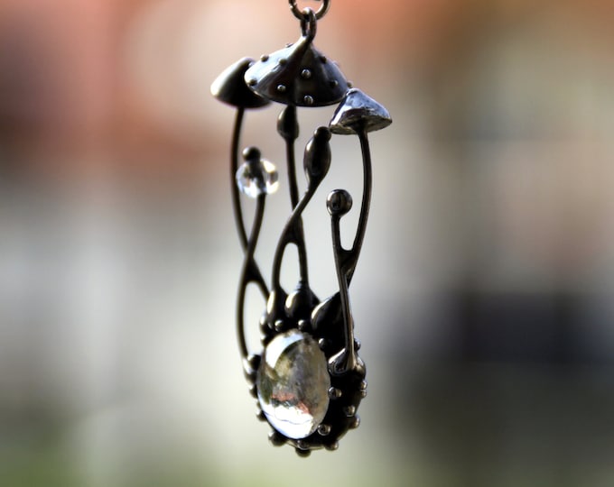 Mushroom fly amanita handmade metal necklace, cotagecore vibes jewelry, unusual woodland gift, toadstool magic forest festival pendant