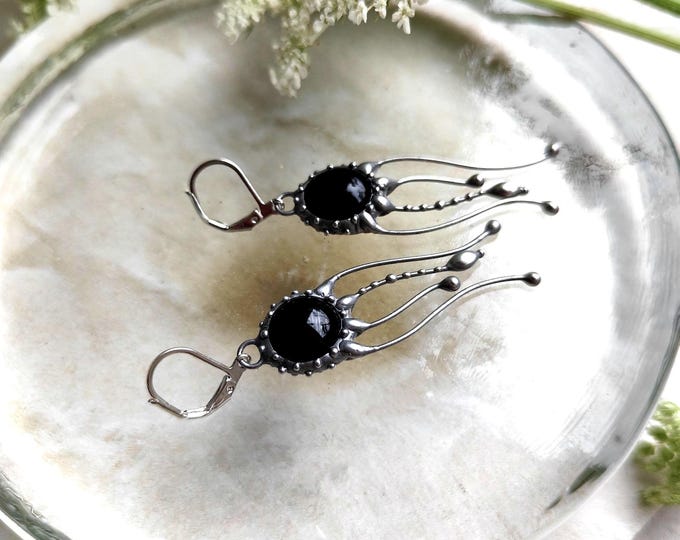 Art Nouveau Jellyfish Stained Glass Earrings: Handmade Boho Ocean Jewelry