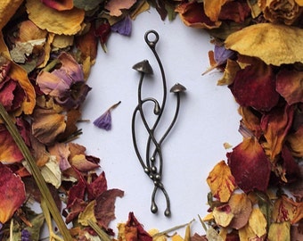Mushroom Pendant Necklace: Dark Metal Forest Charm, Boho Cottagecore