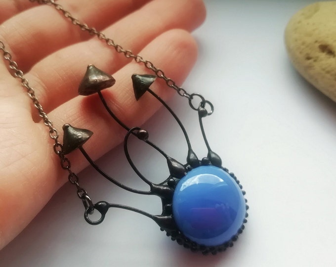 Magic mushrooms hippie necklace, unusual boho pendant, acid jewelry pendant, forest witch necklace, vintage pendant, fungi pendant, forest