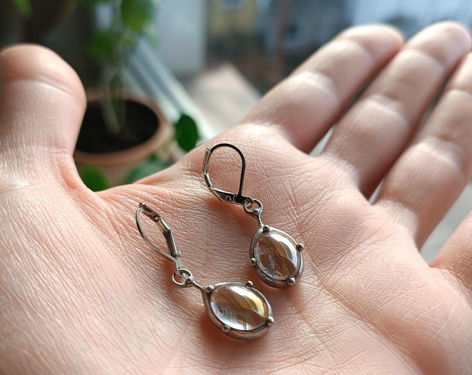 Handmade Stained Glass Earrings: Boho Hippie Simple Geometry Style