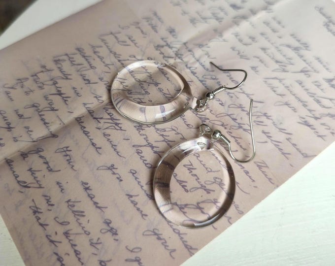 Clear Glass Hoop Earrings, Handcrafted Borosilicate Minimal Wearable Art