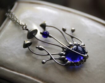 Stained Glass Mushroom Necklace: Botanical Forest Jewelry