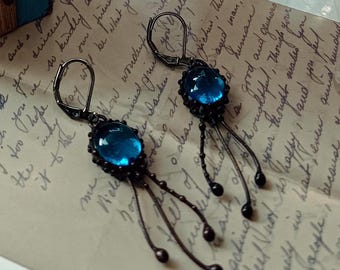 Stained Glass Jellyfish Earrings: Mystical Ocean Art Nouveau Jewelry