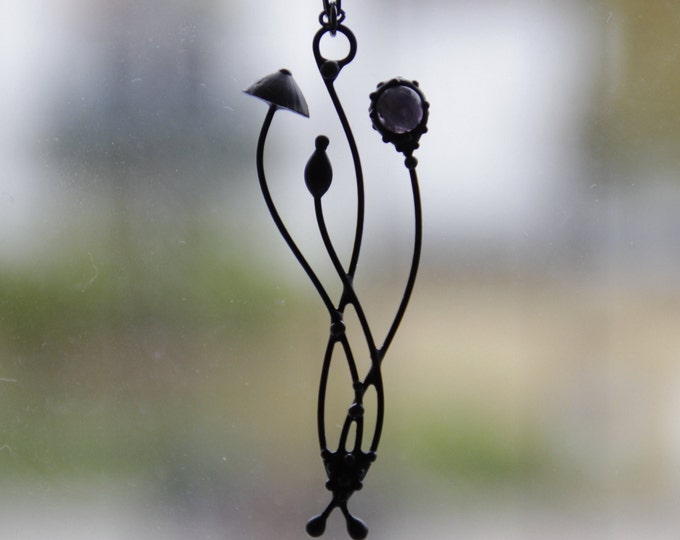 Magic Mushroom Necklace: Copper, Amethyst, Woodlandcore Jewelry