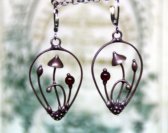 Mushroom earrings drops, magic mushroom jewelry, psychedelic jewelry, witch jewelry, forest earrings,  boho hippie earrings