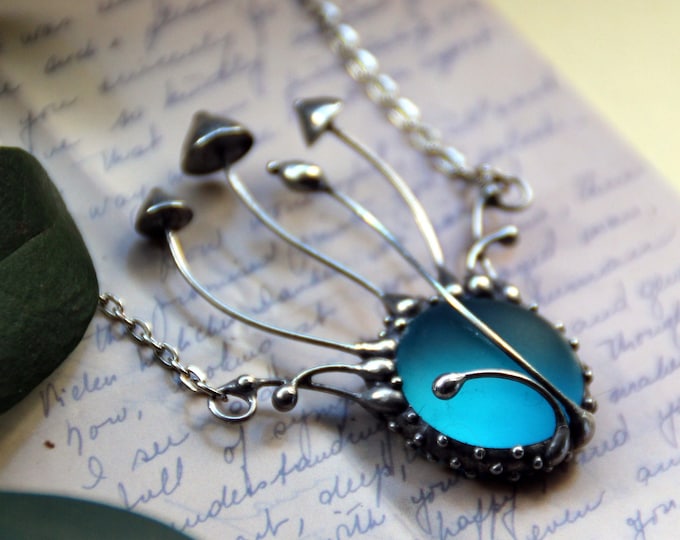 Handmade Silver Metal Mushroom Necklace: Forest Witch Pendant