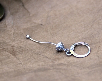 Handmade metal toadstool mushroom amanita muscaria single one earring, foreststyle witch fairy fungi monoearring, unusual witchy jewelry.