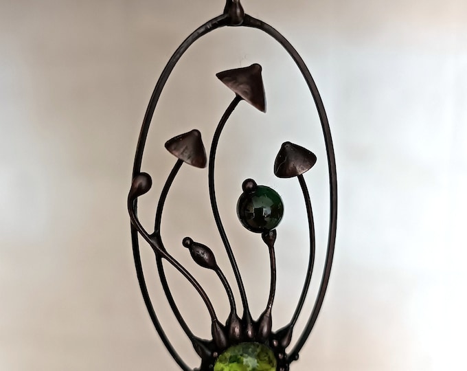 Psychedelic Mushroom Pendant Necklace: Rave Hippie Jewelry, Dark Elven Design