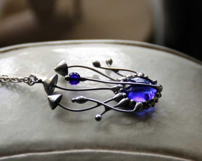 Stained Glass Mushroom Necklace: Botanical Forest Jewelry