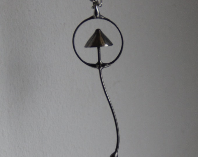 Forest jewelry magic mushroom pendant for him, botanical fungi necklace unique woodland gift for her, weird handmade psychedelic clothes.