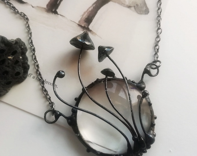 Mushroom Magnifier Necklace: Handmade Copper & Glass Psychedelic Pendant