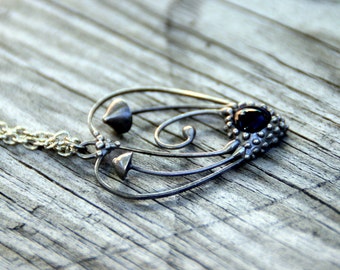 Boho Mushroom Pendant Necklace: Psychedelic Forest Heart, Handmade Metal Fungi