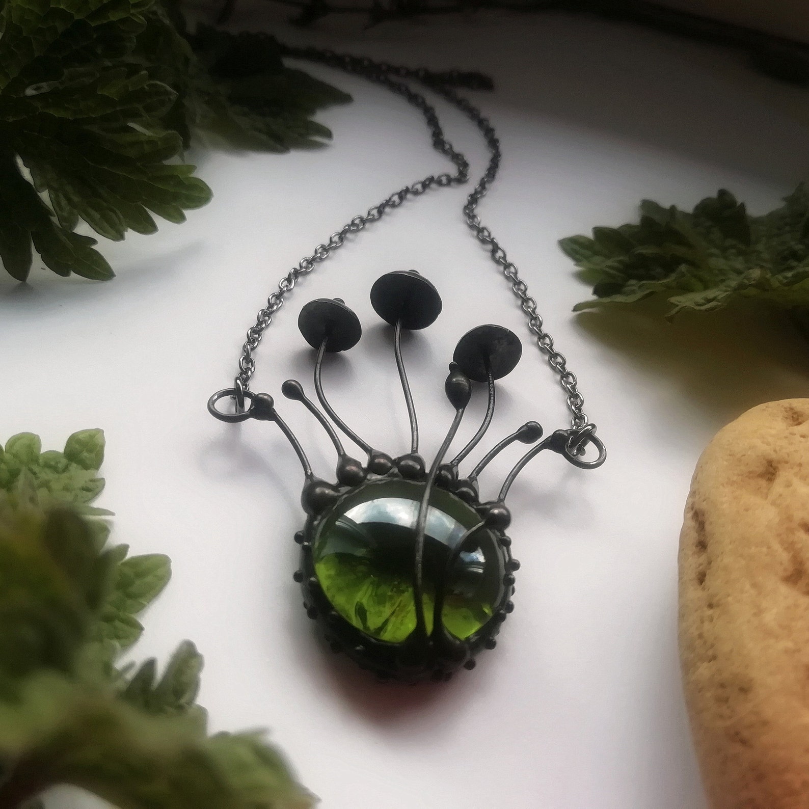 Mushroom Necklace Mushroom Jewelry Hippie Necklace Boho Etsy