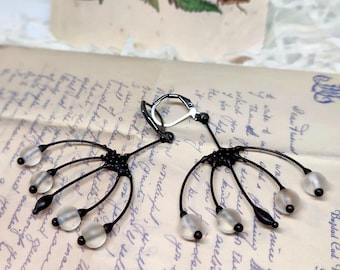 Handmade Flower Power Boho Hippie Metal Earrings with Clear Glass - Woodland Forest Jewelry Fairy Style Nature Aesthetic