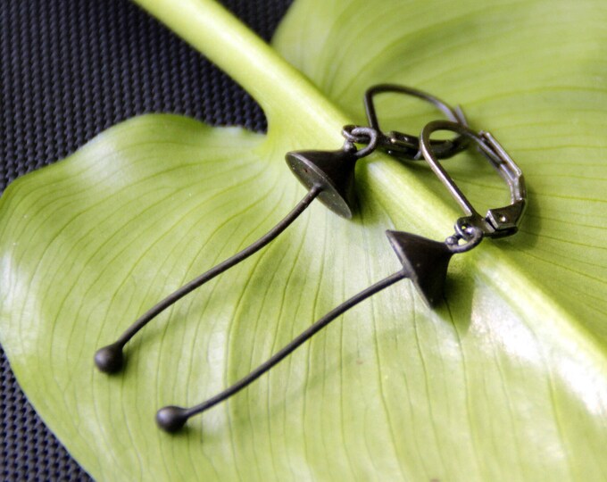 Unusual small metal mushrooms earrings, forest fungi earrings, magic mushrooms jewelry, inspired by nature woodland witch jewellery.