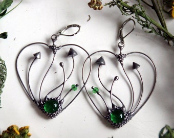 Mushrooms earrings Hearts, witchgirl earrings, hippie style, boho hearts earrings, fungi earrings, witch jewelry, mushroom jewelry, forest