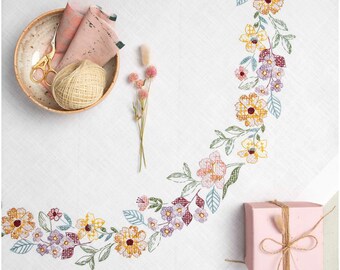 RICO DESIGN STICKPACKUNG Blanket Summer Flower Wreath 90X90 cm