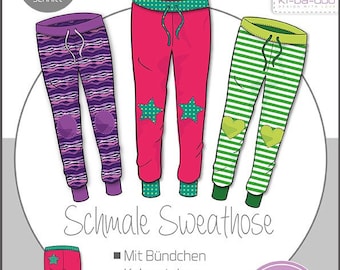 Schmale Sweathose Mädchen – Papierschnittmuster von Ki-ba-doo