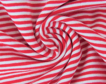Jersey Streifen, Garngefärbt, Rot- Weiß- Ringel