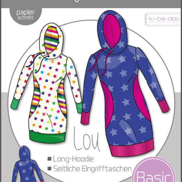 Lou Long-Hoodie Kinder – Papierschnittmuster von Ki-ba-doo