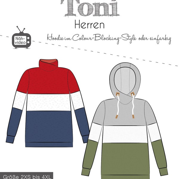 Papierschnittmuster Herren Hoodie Toni von Fadenkäfer