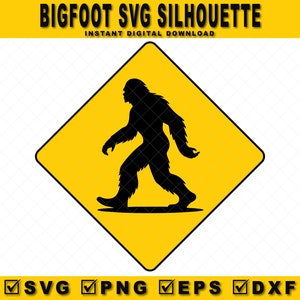 Bigfoot Silhouette Sign SVG, Big Foot SVG, Sasquatch, Yeti. Vector Digital Cut file for Cricut, Sublimation T-shirt, Sticker, Decal, Vinyl